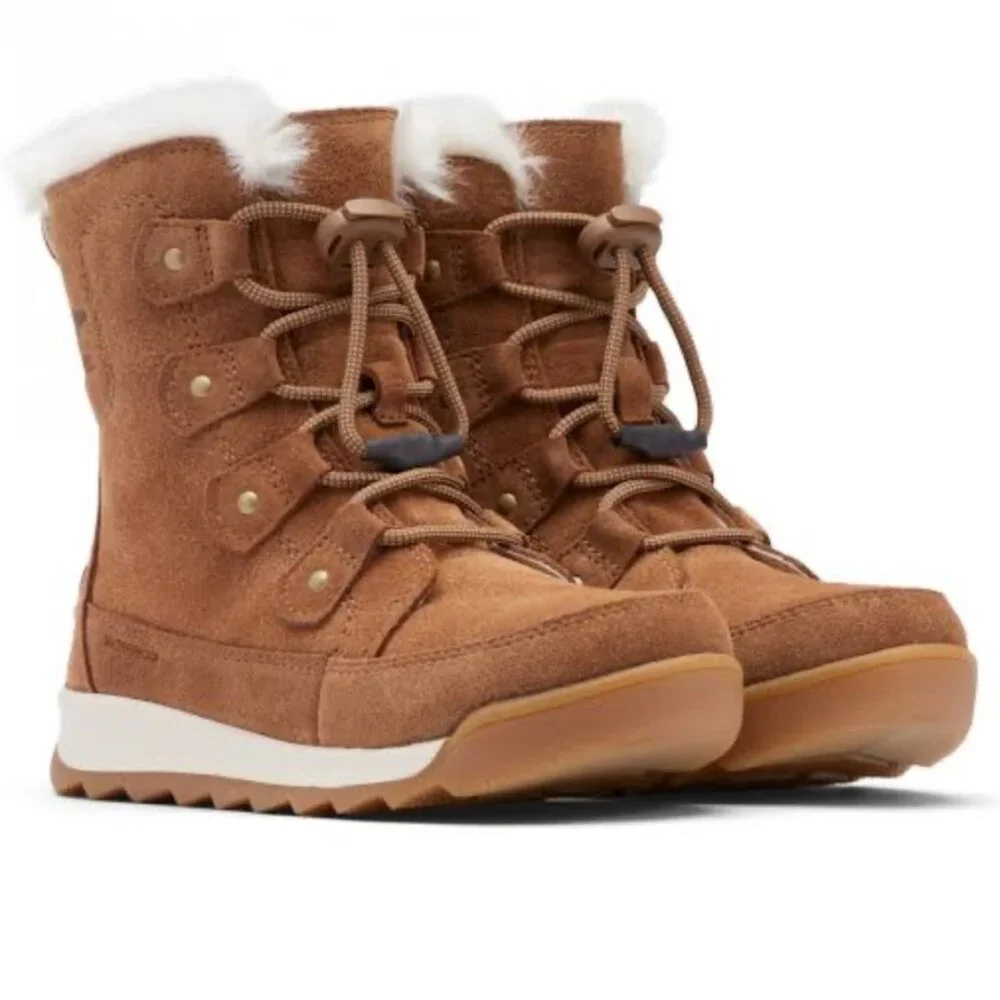 SOREL Youth Whitney Joan‎ Lace Brown Suede Waterproof Boots Size 1 NEW